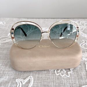 Chloe Authentic NWOT CE169S Sunglasses with Multicolor Accents,Tan Case & COA